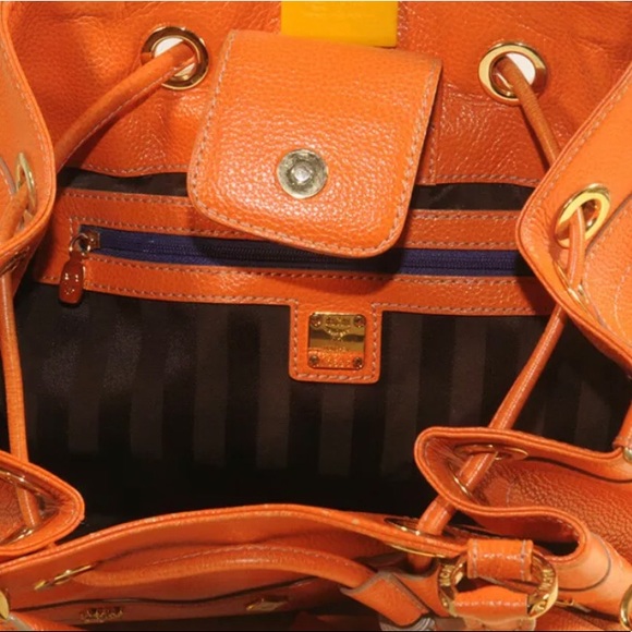 MCM Orange and Gold plated Tassel Handbag Vintage - Picture 9 of 11